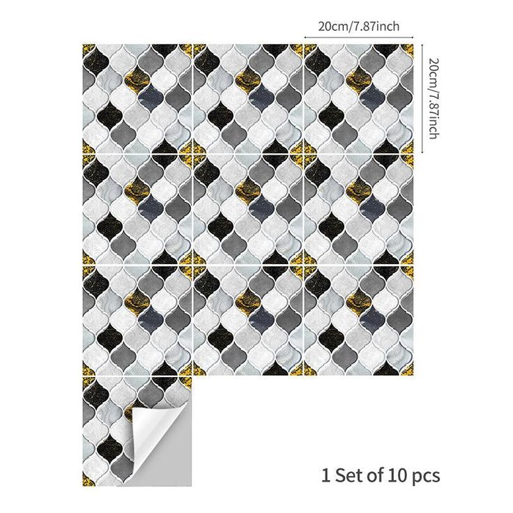 10Pcs Moroccan Tile Stickers Self-adhesive Wall Stickers Kitchen Bathroom Decor