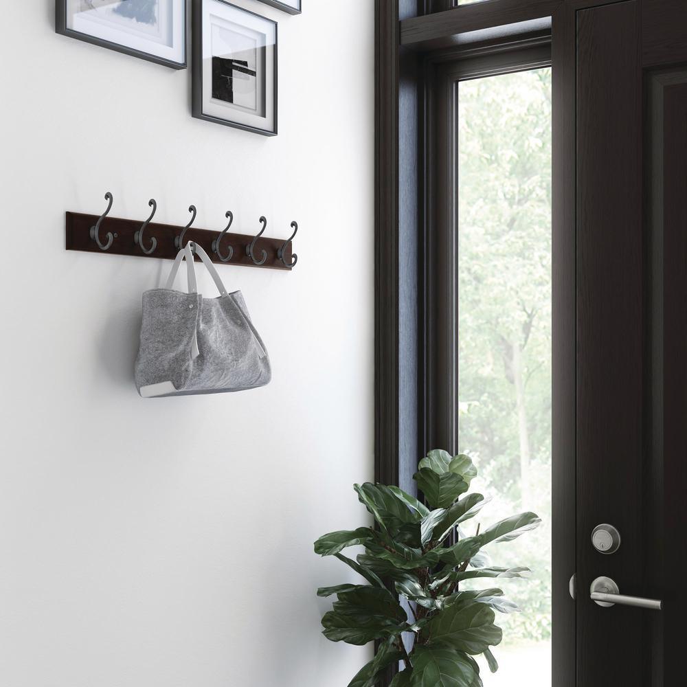 Scroll 24 in. Cocoa and Soft Iron Hook Rack - Super Arbor
