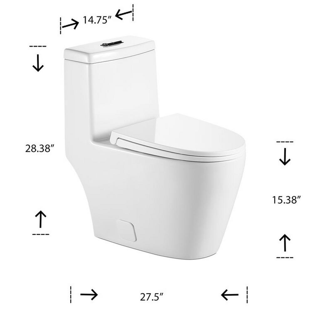 Double Flush Toilet Fashion White Round Toilet One Piece White 1 Piece 0.8/1.28 GPF White Double Flush Toilet - Super Arbor