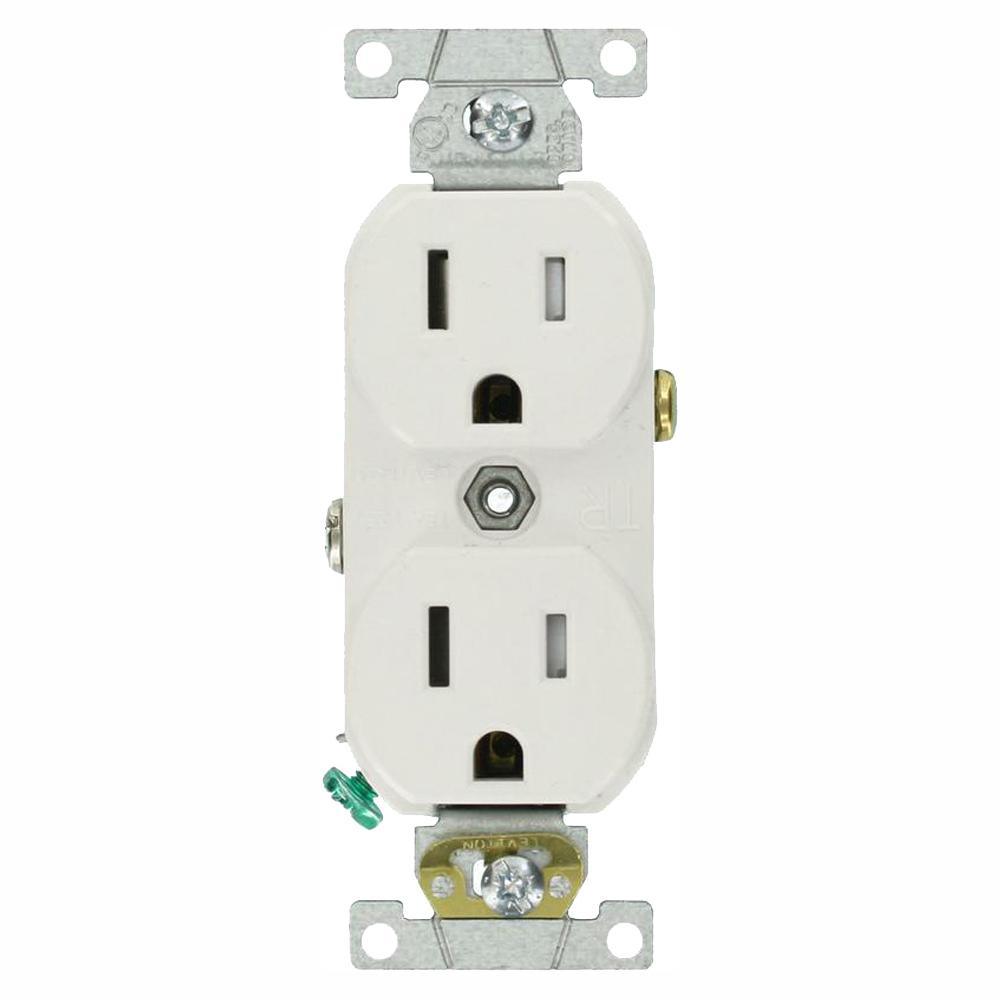 15 Amp Commercial Grade Tamper Resistant Duplex Outlet, White (10-Pack) - Super Arbor