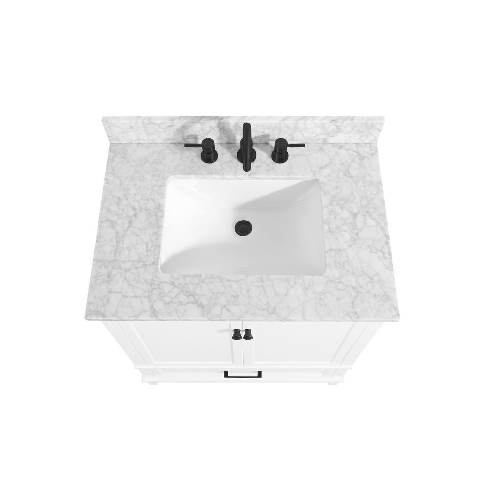 Merryfield 31 in. W x 22 in. D Bath Vanity in White with Marble Vanity Top in Carrara White with White Basin - Super Arbor