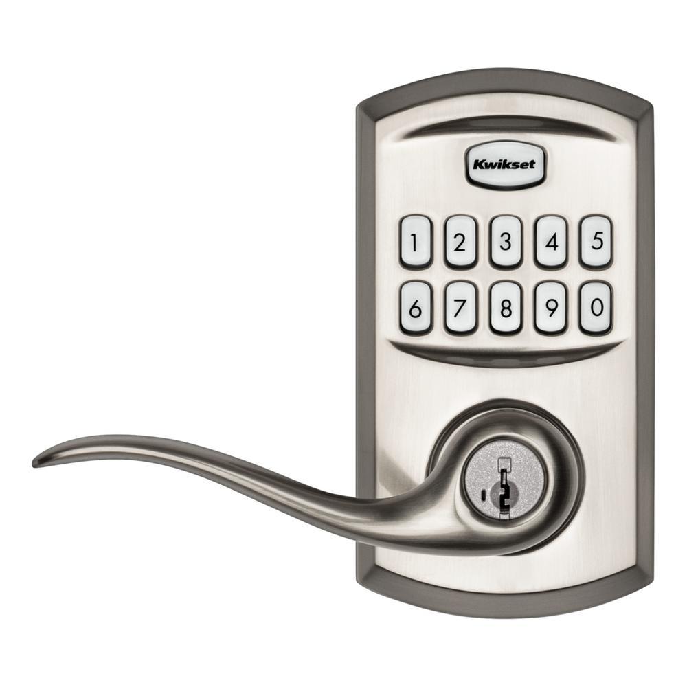 917 SmartCode Satin Nickel Electronic Single-Cylinder Tustin Door Lever Featuring SmartKey Security - Super Arbor