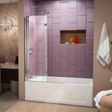 Aqua Fold 36 in. x 58 in. Frameless Hinged Tub Door in Chrome - Super Arbor