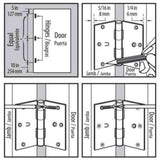 4 in. Solid Brass Square Corner Security Door Hinge