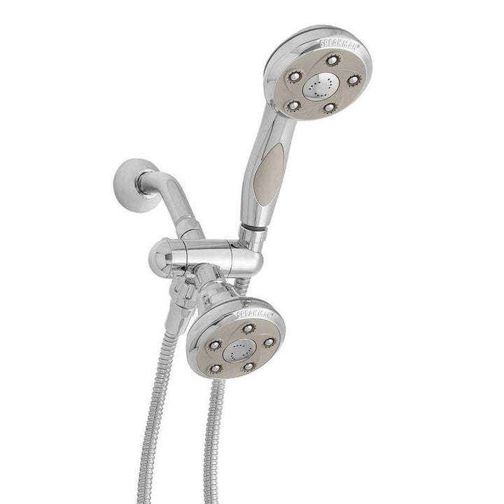 3-spray 3.5 in. Dual Shower Head and Handheld Shower Head in Polished Chrome