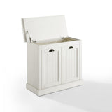 Seaside Distressed White 31 in. W Lift-Top Linen Hamper - Super Arbor