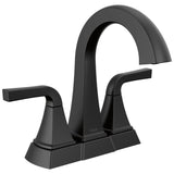 Delta Sandover Matte Black 2-handle 4-in Centerset WaterSense Bathroom Sink Faucet with Drain