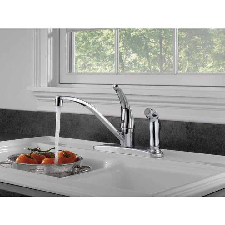 Peerless Choice Chrome 1-Handle Deck-Mount Low-Arc Handle Kitchen Faucet