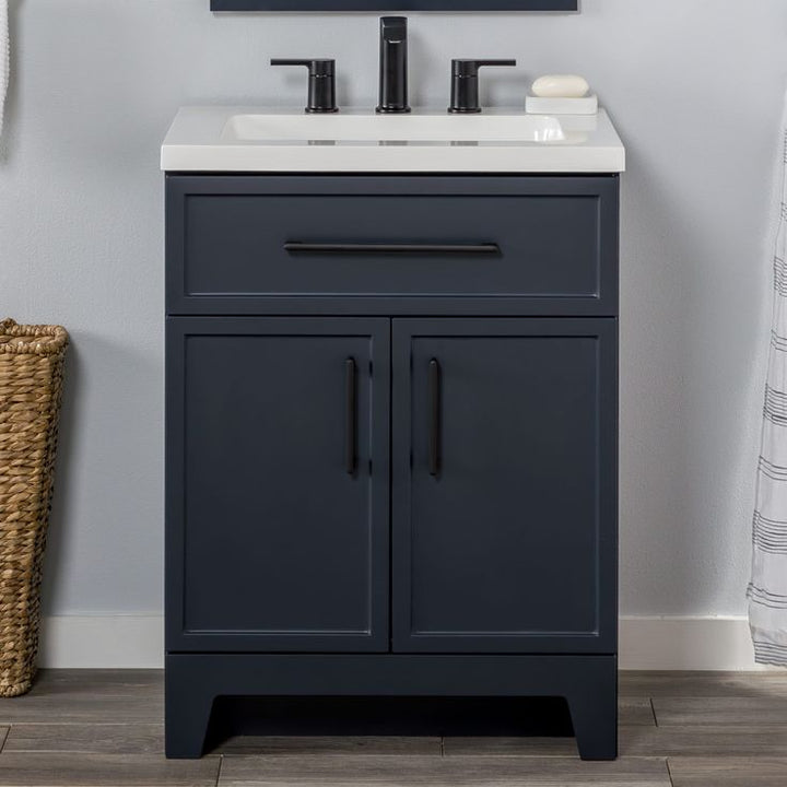 Style Selections Potter 24-in Blue Single Sink Bathroom Vanity with White Cultured Marble Top