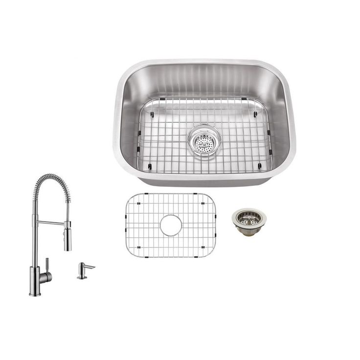All-in-One Undermount 18-Gauge Stainless Steel 24 in. 0-Hole Single Bowl Bar Sink with Pull Down Faucet