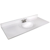 61 in. W Cultured Marble Vanity Top in Solid White with 4 in. Center Set Solid White Single Basin - Super Arbor