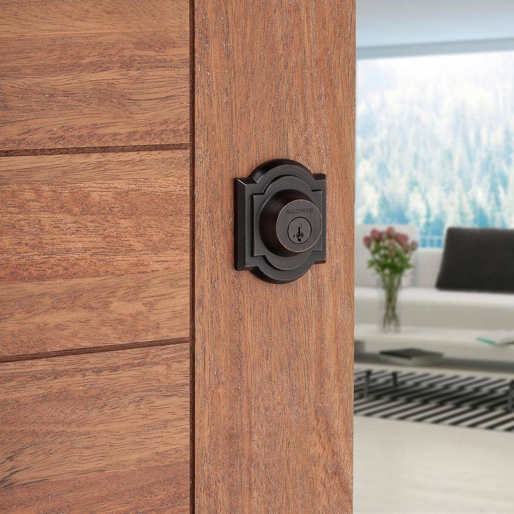 Baldwin Prestige Single Cylinder Venetian Bronze Arched Deadbolt with SmartKey Security