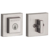 Baldwin Prestige Spyglass Satin Nickel Square Single Cylinder Deadbolt with SmartKey Security