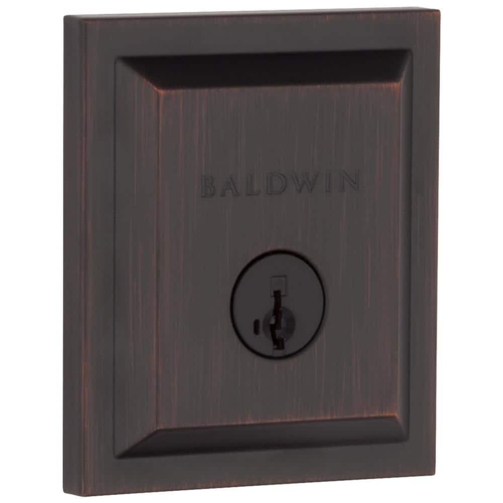 Baldwin Square Venetian Bronze Low Profile Single Cylinder Deadbolt with SmartKey Security