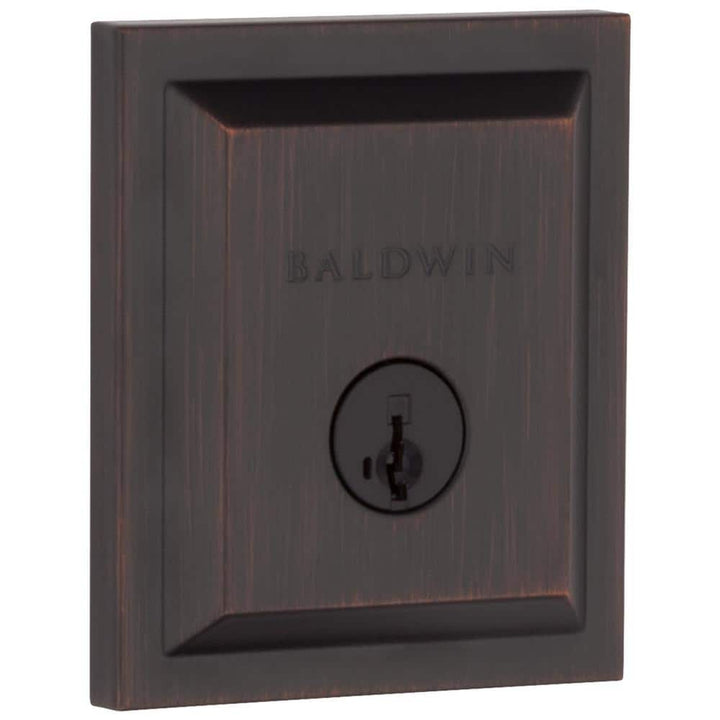 Baldwin Square Venetian Bronze Low Profile Single Cylinder Deadbolt with SmartKey Security