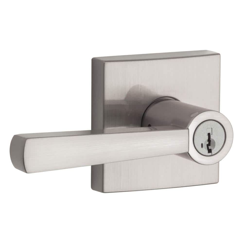 Prestige Spyglass Satin Nickel Keyed Universal Entry Door Lever Featuring SmartKey Security