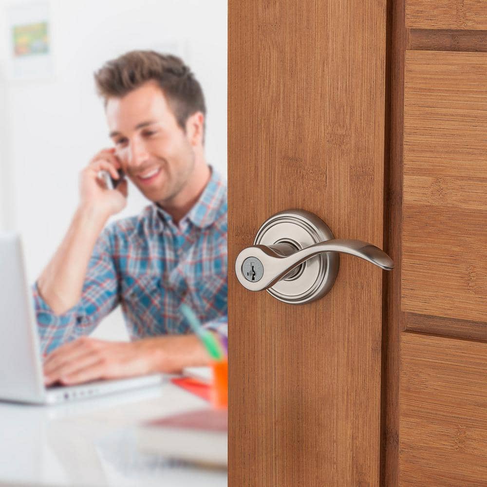 Baldwin Prestige Tobin Satin Nickel Keyed Entry Door Lever with SmartKey Security