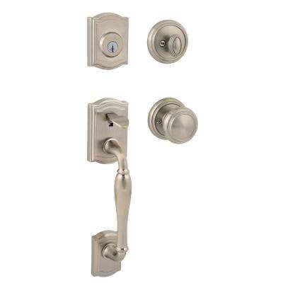 Schlage 
    Camelot Satin Nickel Entry Door Handle with Left Handed Flair Door Lever - Super Arbor