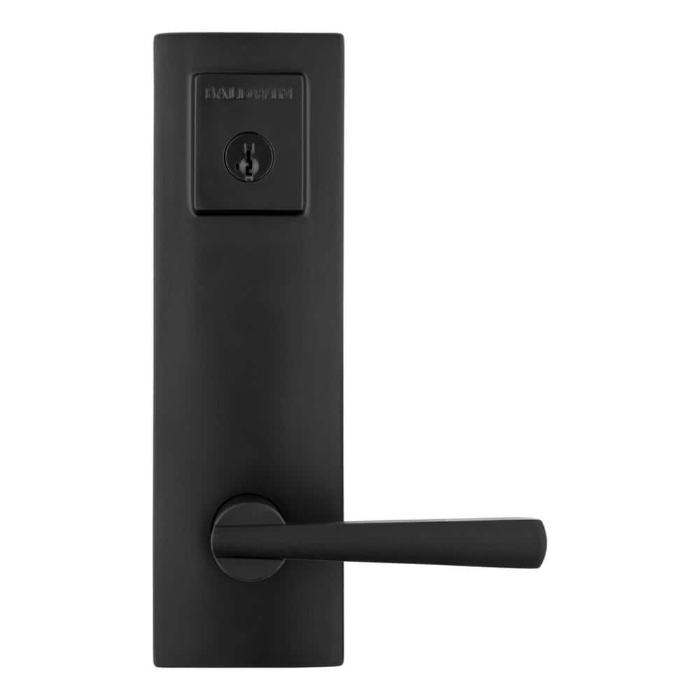Baldwin Prestige Spyglass Matte Black Universal Entrance Door Handleset with SmartKey Security