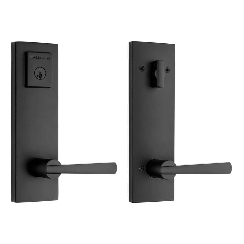 Baldwin Prestige Spyglass Matte Black Universal Entrance Door Handleset with SmartKey Security
