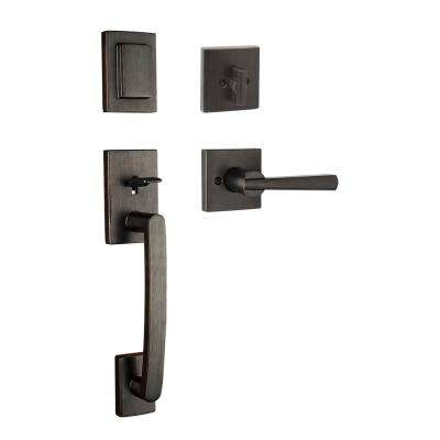 Baldwin 
    Prestige Spyglass Single Cylinder Venetian Bronze Door Handleset with Square Spyglass Door Lever feat SmartKey Security - Super Arbor