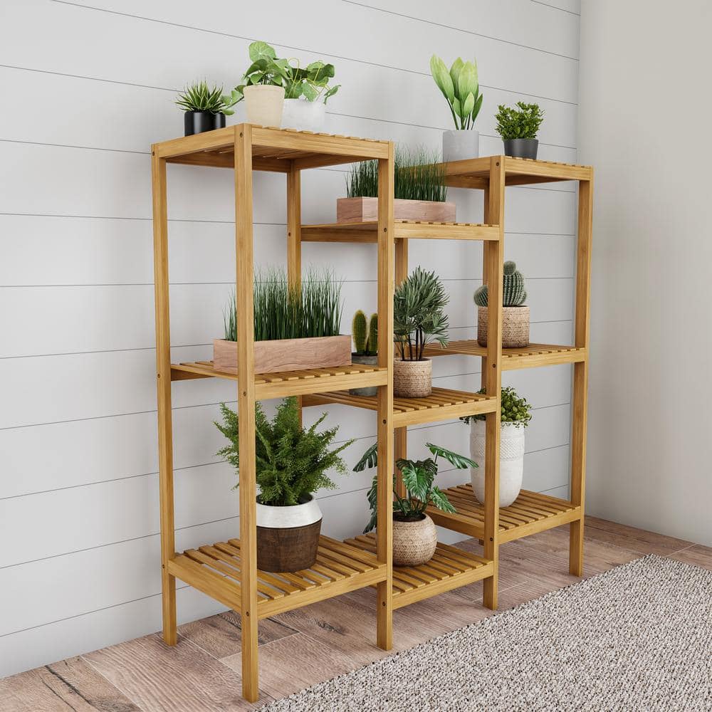 Pure Garden 3-Tier Bamboo Shelving Unit (13 in. W x 40 in. H x 38 in. D)