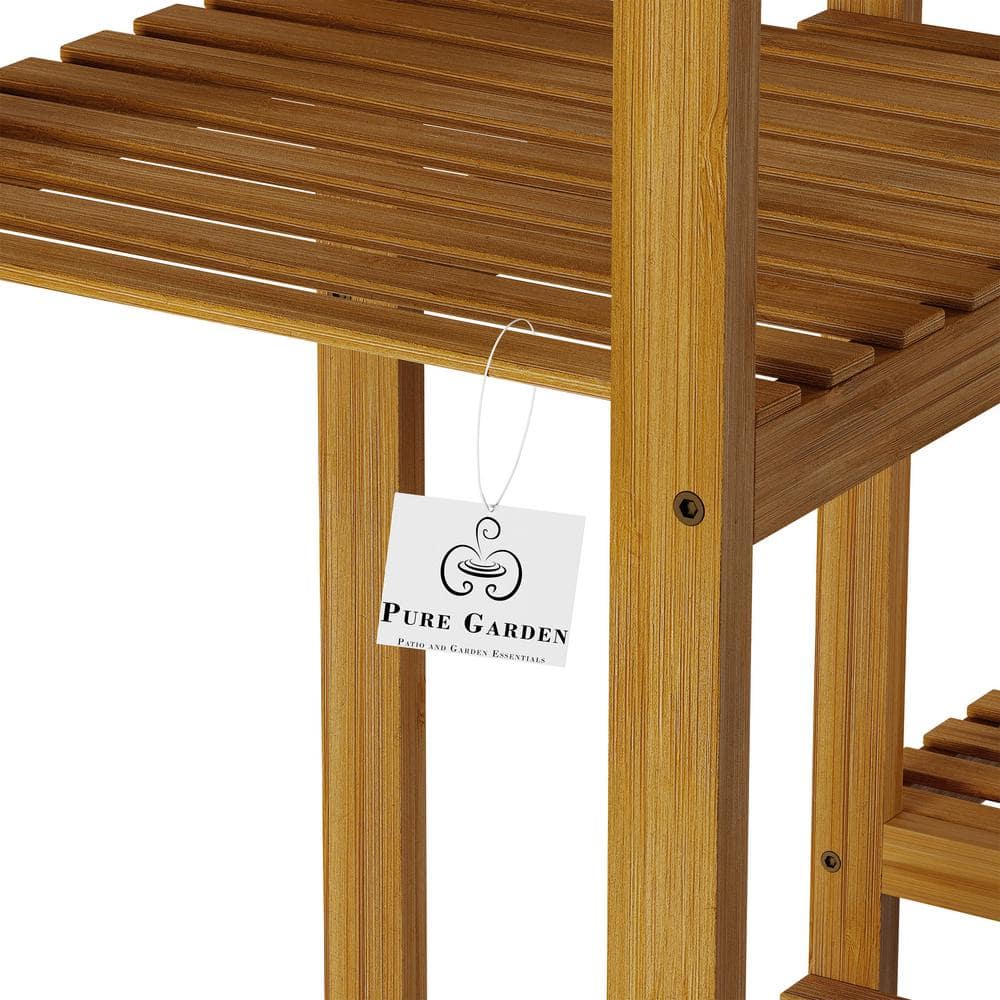 Pure Garden 3-Tier Bamboo Shelving Unit (13 in. W x 40 in. H x 38 in. D)