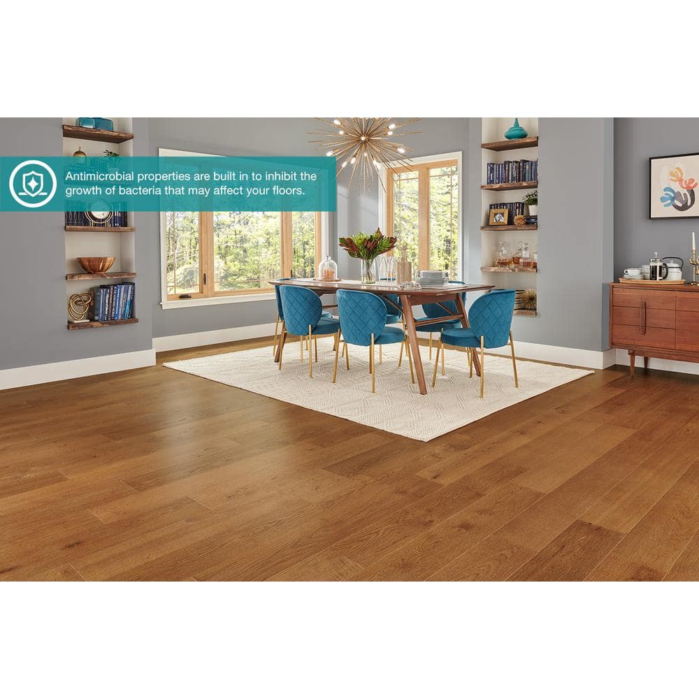 Pergo Defense+ Barnes Oak 3/8 in. T x 7.5 in. W Click Lock Distressed Engineered Hardwood Flooring (24.5 sq.ft./case)