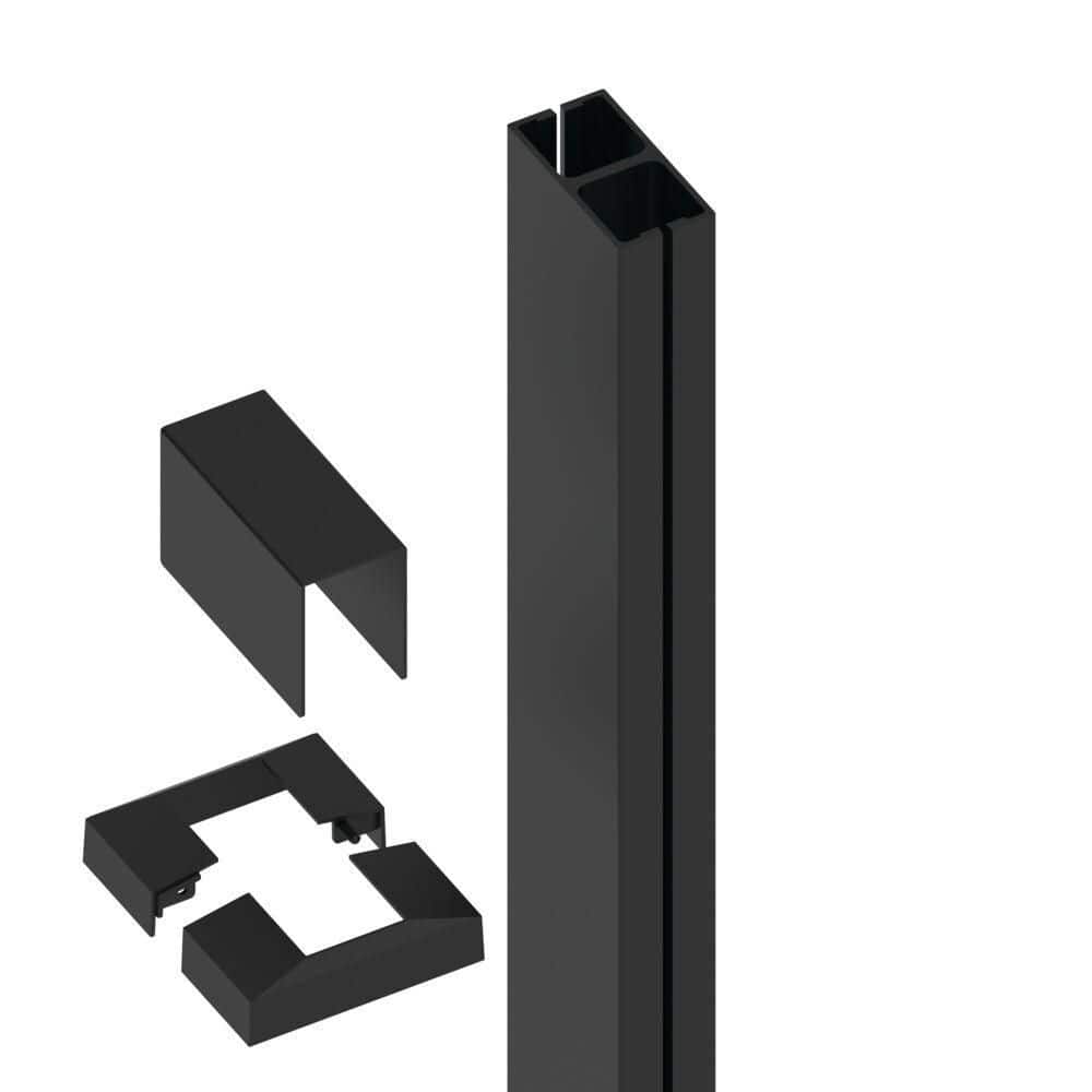 Barrette Outdoor Living 4.81 in. x 5.25 in. x 3.3 ft. Elevation Aluminum Matte Black Line Post for Cable Railing System