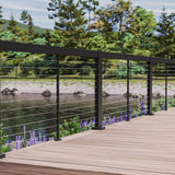 Barrette Outdoor Living 4.81 in. x 5.25 in. x 3.3 ft. Elevation Aluminum Matte Black Line Post for Cable Railing System