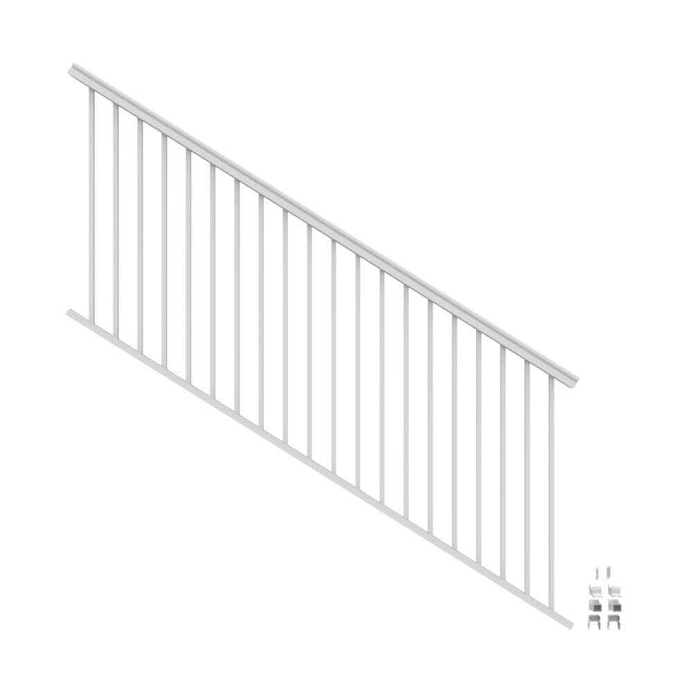 Barrette Outdoor Living VersaRail Classic 8 ft. x 42 in. White Aluminum Rail Stair Kit