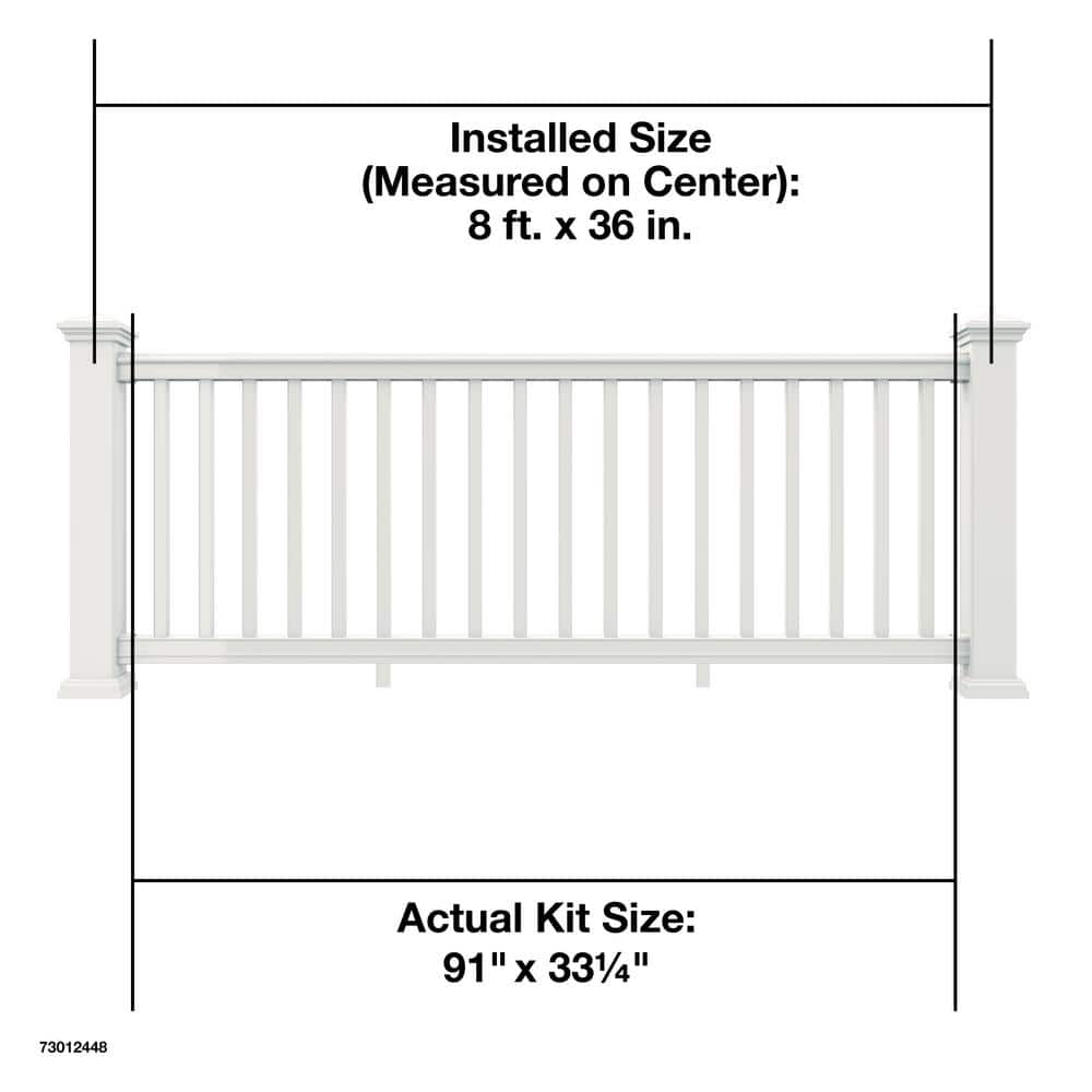 Barrette Outdoor Living Bella Premier Series 8 ft. x 36 in. White Vinyl Rail Kit with Square Balusters