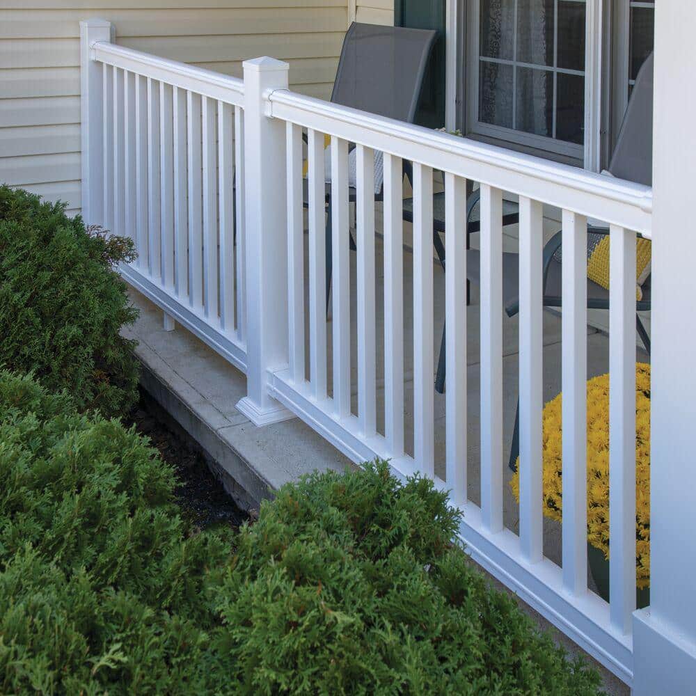 Barrette Outdoor Living Bella Premier Series 8 ft. x 36 in. White Vinyl Rail Kit with Square Balusters