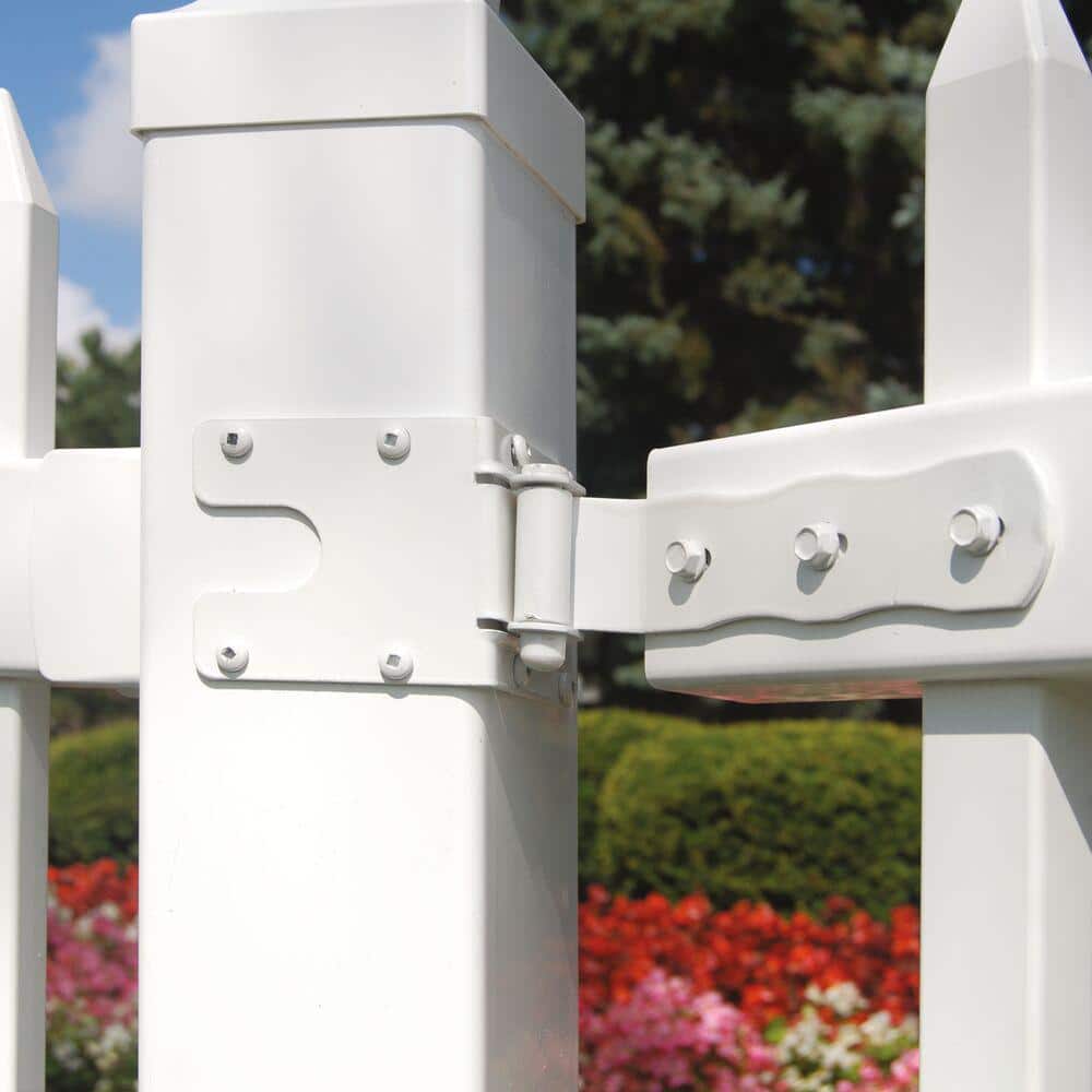 Barrette Outdoor Living 11.62 in. x 3.25 in. White No Rust Gate Hinge