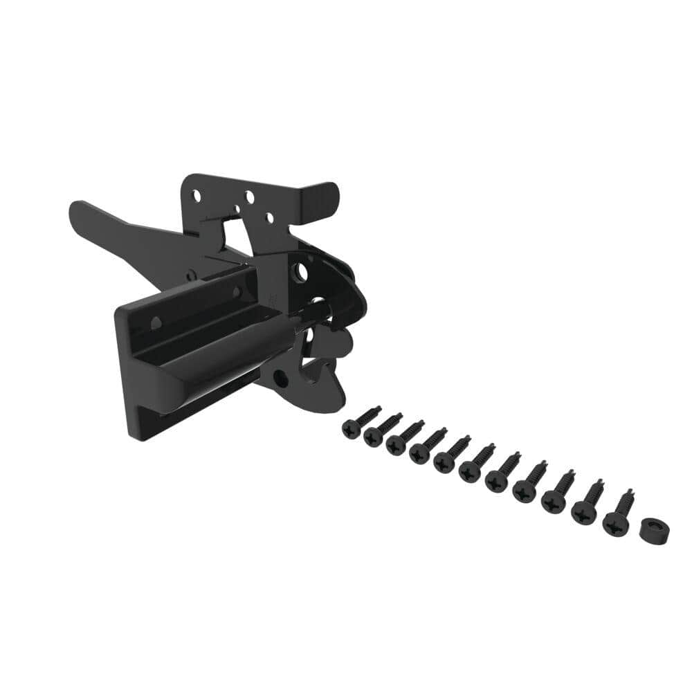 Barrette Outdoor Living 7.75 in. x 4 in. Heavy-Duty Black Stainless Steel Fence Gate Latch