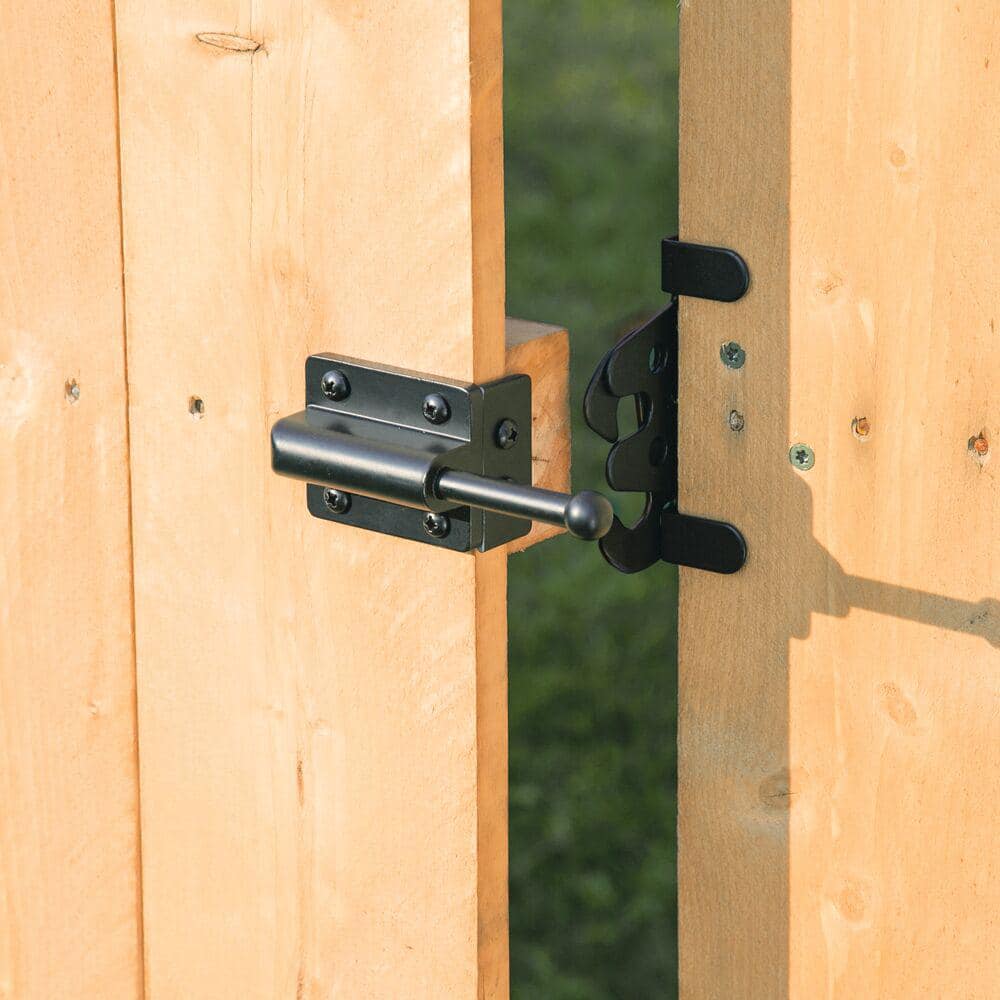 Barrette Outdoor Living 7.75 in. x 4 in. Heavy-Duty Black Stainless Steel Fence Gate Latch
