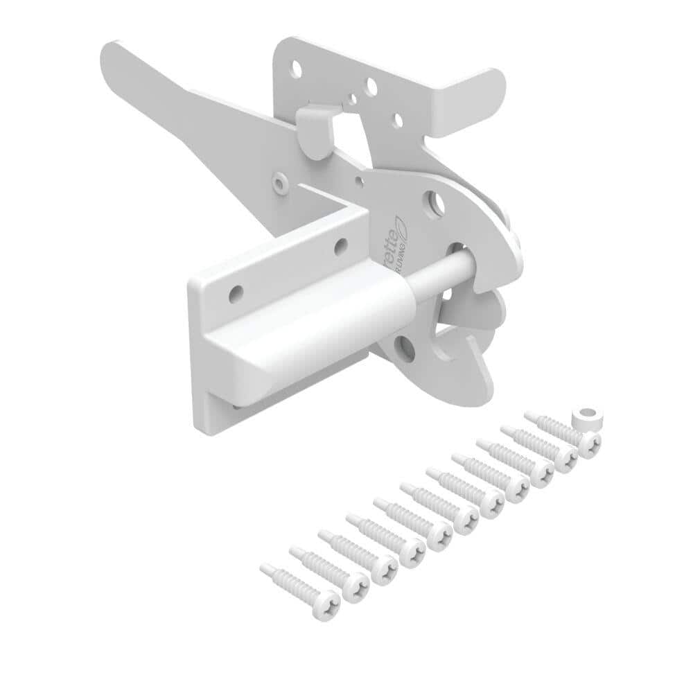 Barrette Outdoor Living 7.75 in. x 4 in. Heavy-Duty Steel White Gate Latch