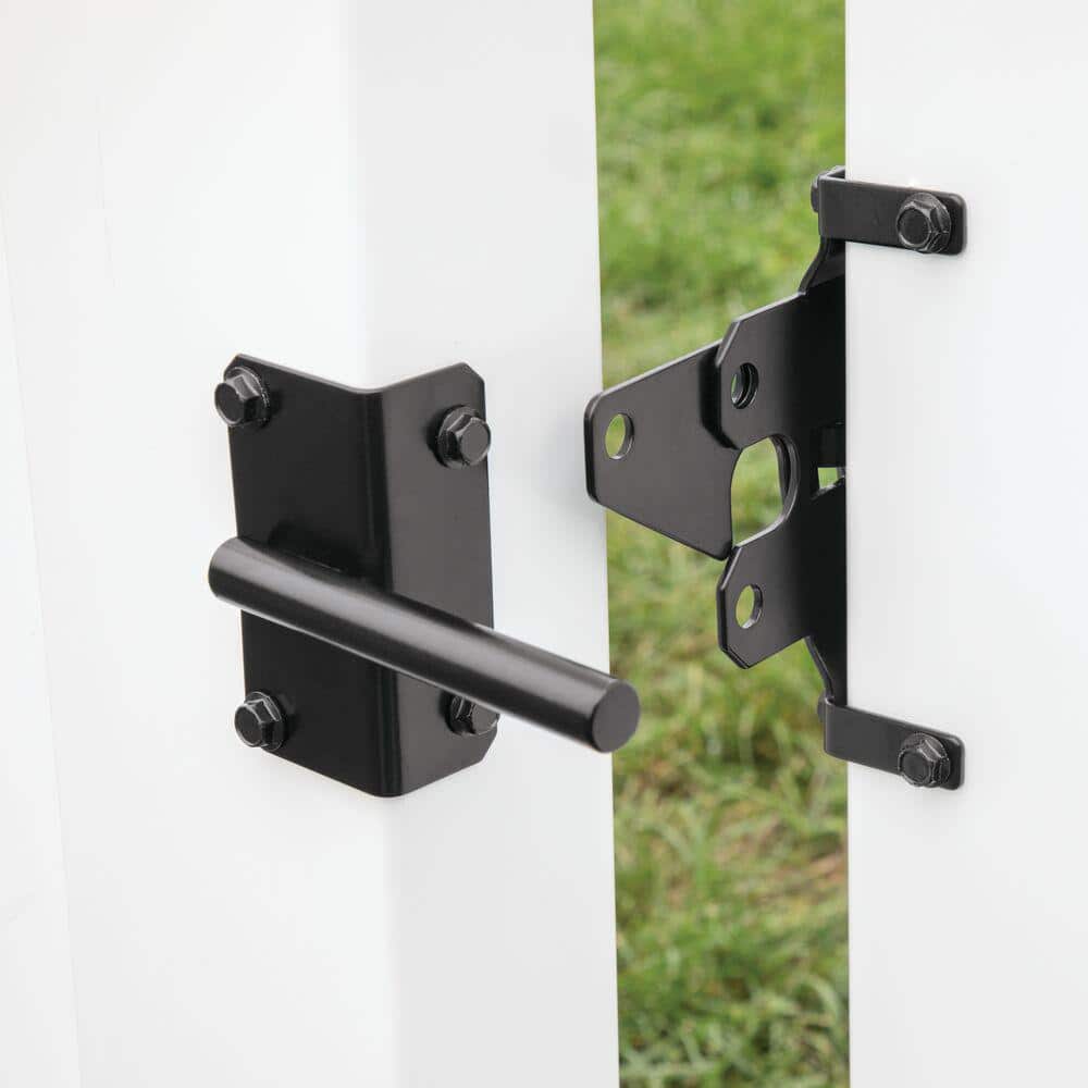 Barrette Outdoor Living 10.75 in. x 5.5 in. Black Stainless Steel Standard 2-sided Post Latch