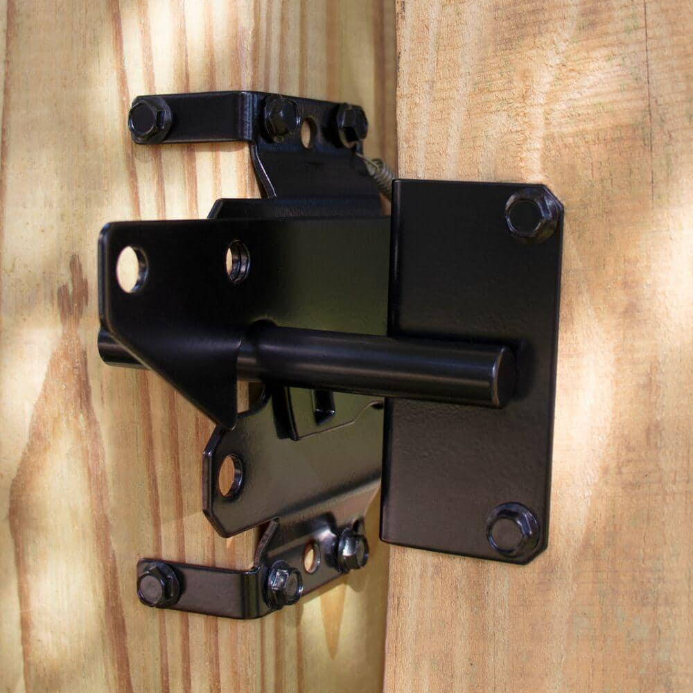 Barrette Outdoor Living 10.75 in. x 5.5 in. Black Stainless Steel Standard 2-sided Post Latch