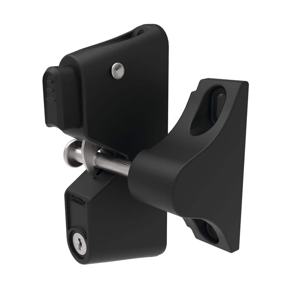 Barrette Outdoor Living 3.312 in. x 5.187 in. Black Nylon with Stainless Steel 1-Sided Key Locking Gravity Latch