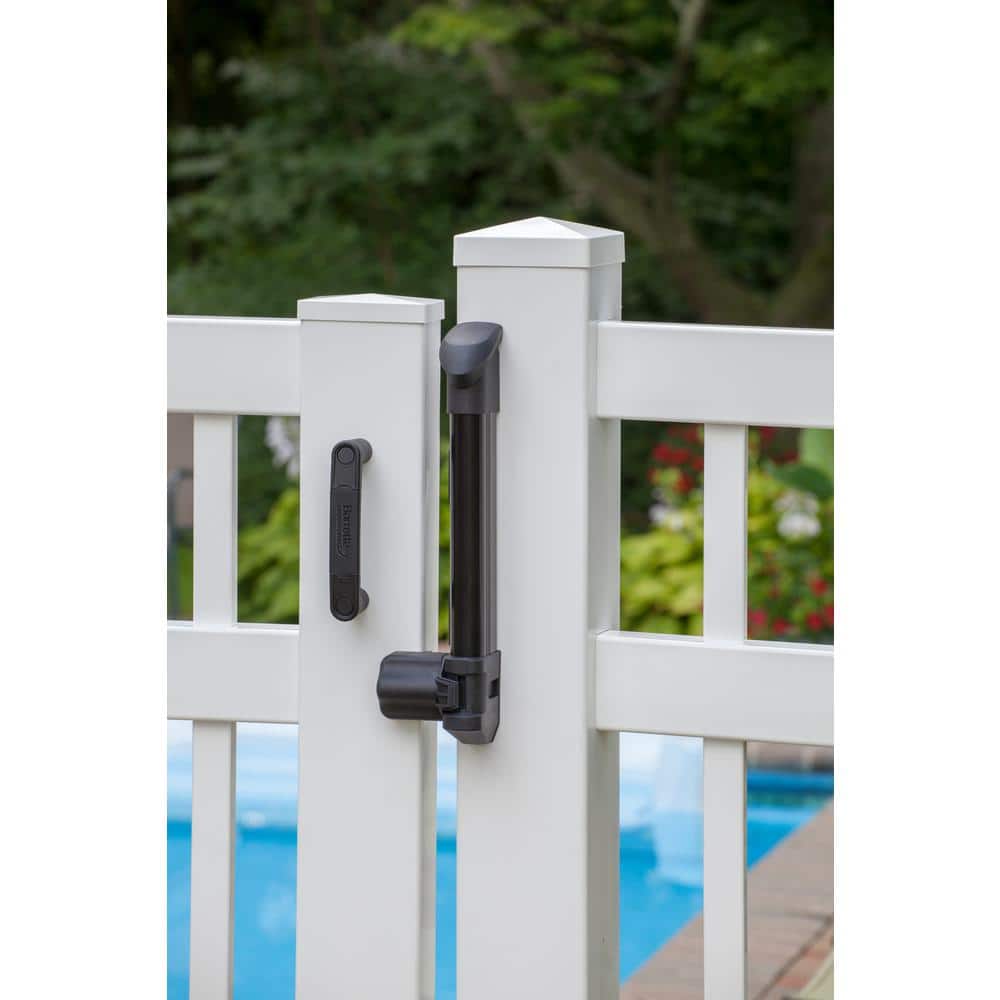 Barrette Outdoor Living 4 in. x 15.375 in. Nylon/Stainless Steel Black Compact Locking Pool Safety Latch