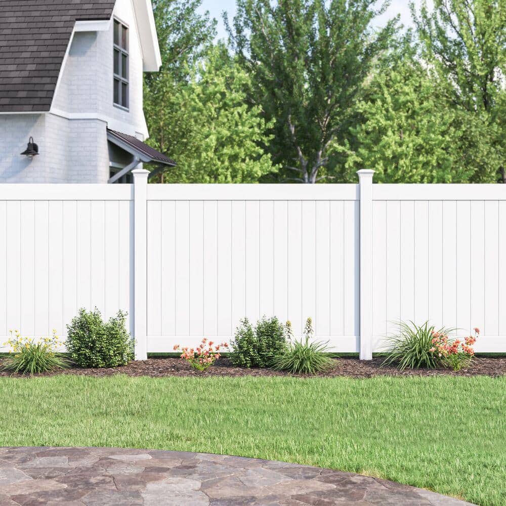 Barrette Outdoor Living 1.02 in. x 1.379 in. x 59.5 in. White Vinyl Fence U-Channel