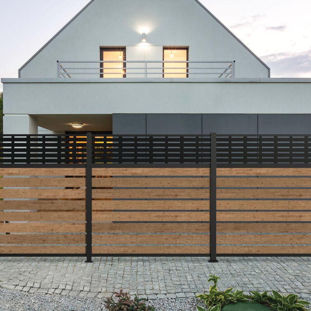Barrette Outdoor Living Mixed Materials Matte Black Aluminum Fence Channel Kit for DSP Wood