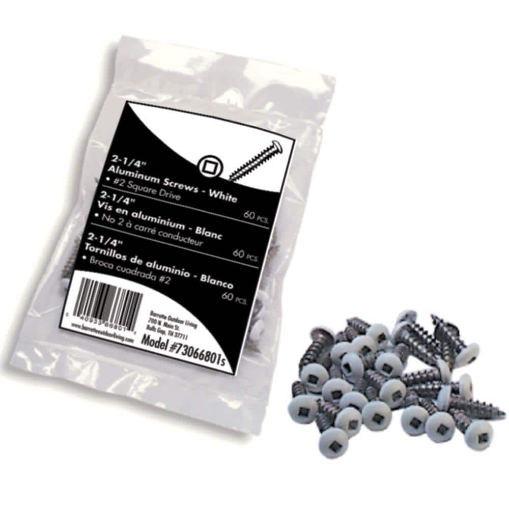 Barrette Outdoor Living 2-1/4 in. White Aluminum Screws for Vinyl Fencing (60-Pieces Per Bag)