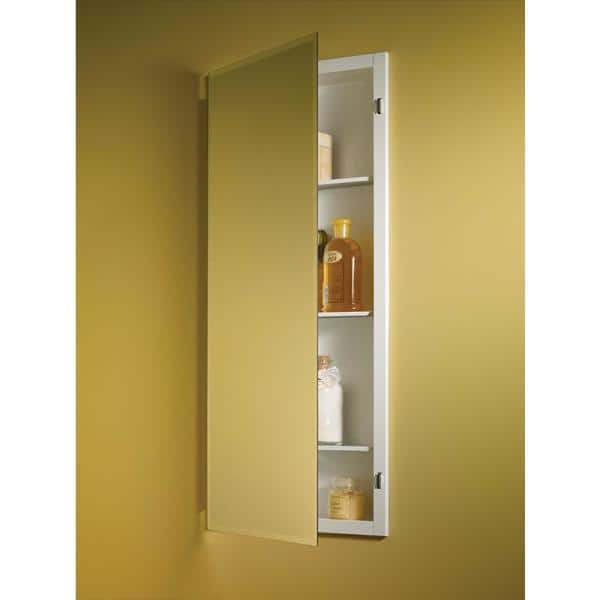 JENSEN Horizon 16 in. W x 36 in. H x 4-1/2 in. D Frameless Recessed 3-Shelf Bathroom Medicine Cabinet with Beveled Edge