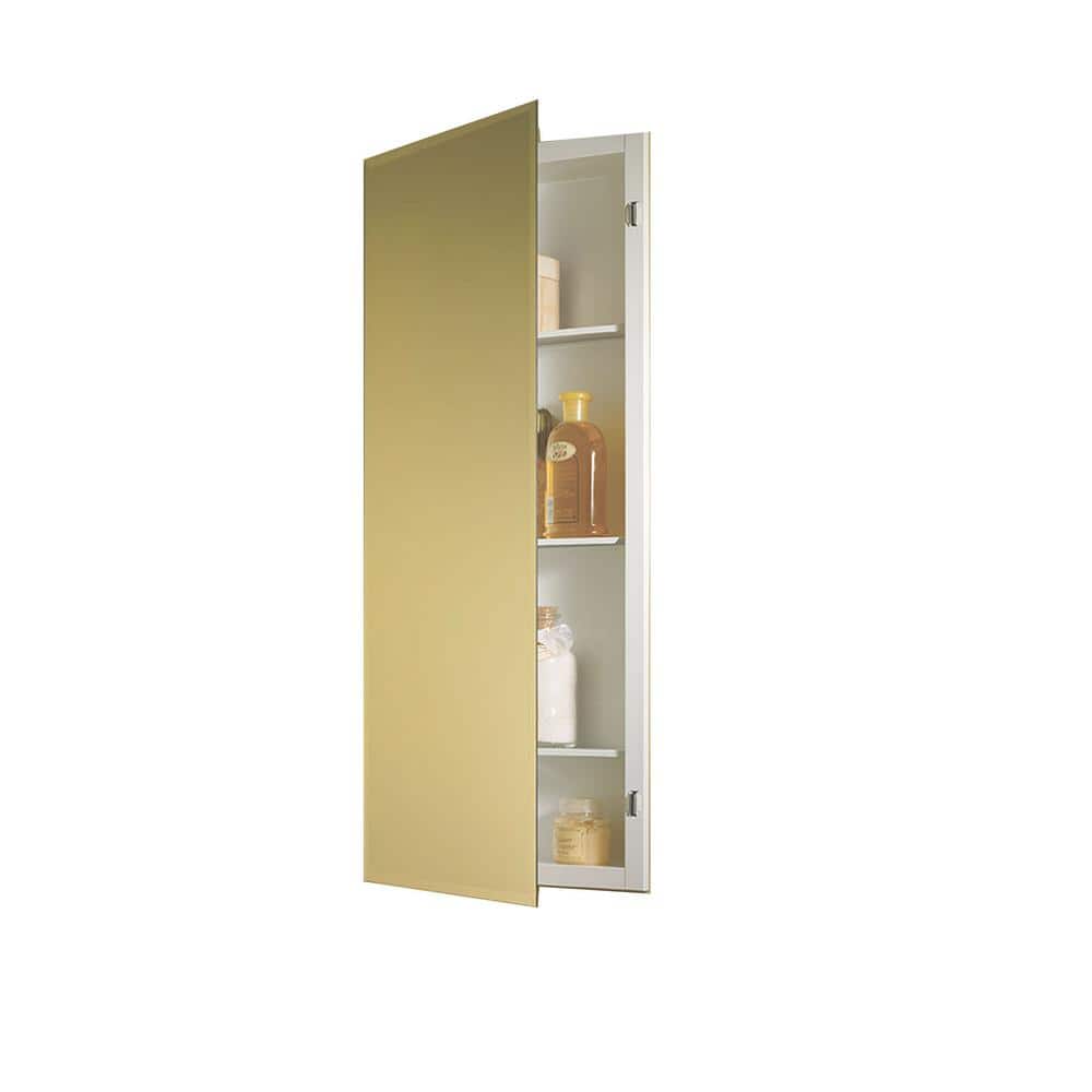 JENSEN Horizon 16 in. W x 36 in. H x 4-1/2 in. D Frameless Recessed 3-Shelf Bathroom Medicine Cabinet with Beveled Edge