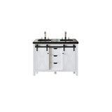 Eviva Dallas 48 in. W x 22 in. D x 34 in. H Double Bath Vanity in White with Black Granite Top with Black Sinks