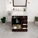 Eviva Acclaim 30 in. W x 22 in. D x 34 in. H Teak Bathroom Vanity with White Carrara Marble Top and White Undermount Sink