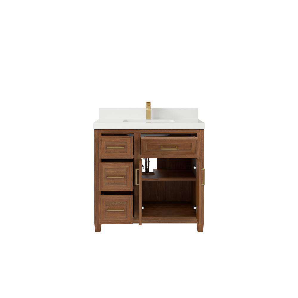 Eviva Santa Monica 36 in. W x 22 in. D x 16 in. H Single Bath Vanity in White with White Vessel Sink