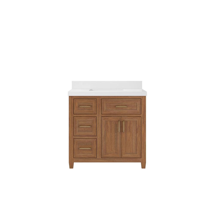 Eviva Santa Monica 36 in. W x 22 in. D x 16 in. H Single Bath Vanity in White with White Vessel Sink
